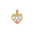 14K Yellow Gold Mom, Family, Baby & Heart Pendant - PT2268