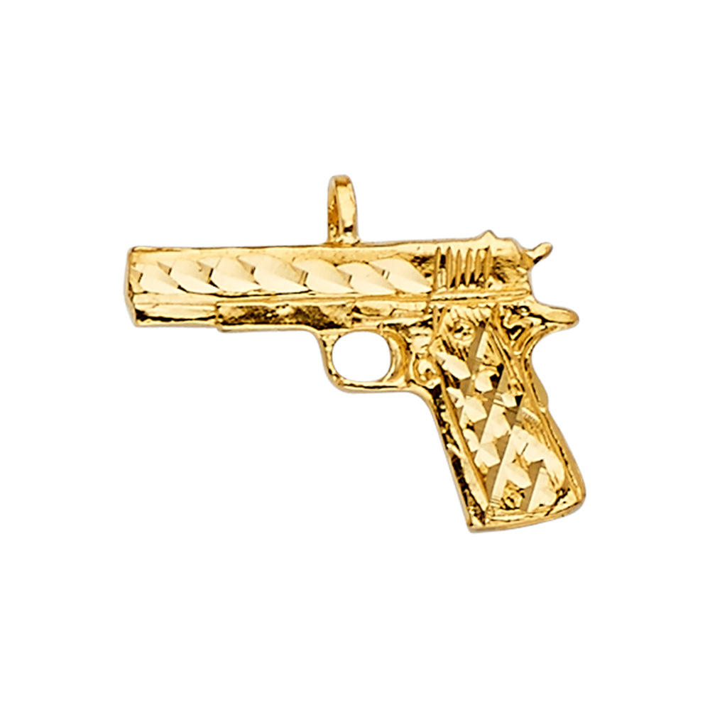 14K Yellow Gold Gun, Money & Animal Pendant - PT2337