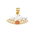 14K Yellow Gold Flower & 15 Años Pendant - PT2357