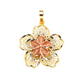 14K Yellow Gold Flower & 15 Años Pendant - PT2361