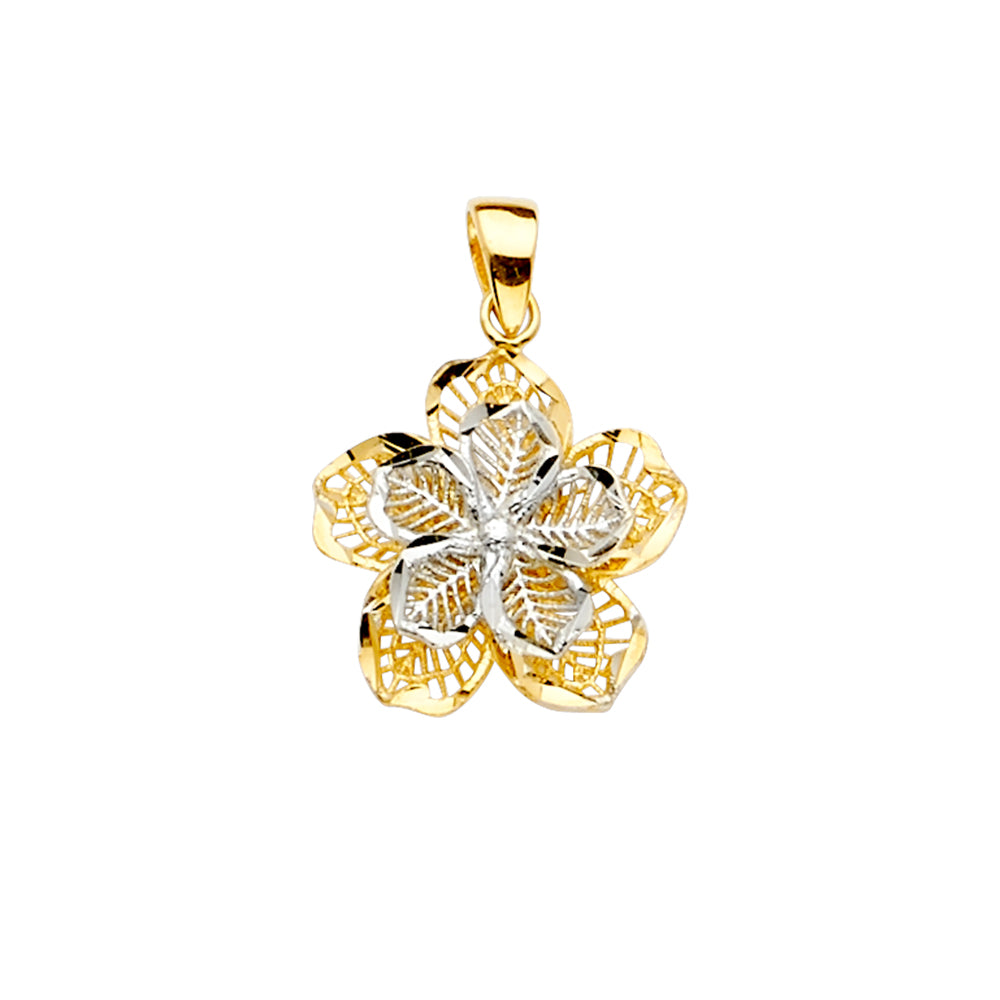 14K Yellow Gold Flower & 15 Años Pendant - PT2362