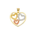 14K Yellow Gold Mom, Family, Baby & Heart Pendant - PT2367