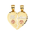 14K Yellow Gold Mom, Family, Baby & Heart Pendant - PT2374