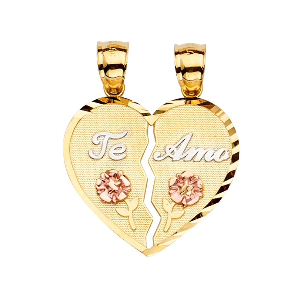 14K Yellow Gold Mom, Family, Baby & Heart Pendant - PT2374