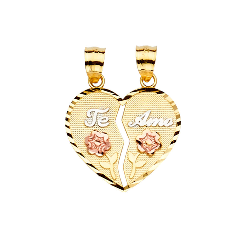 14K Yellow Gold Mom, Family, Baby & Heart Pendant - PT2375