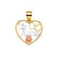 14K Yellow Gold Mom, Family, Baby & Heart Pendant - PT2378