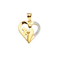 14K Yellow Gold Mom, Family, Baby & Heart Pendant - PT2385