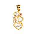 14K Yellow Gold Mom, Family, Baby & Heart Pendant - PT2389