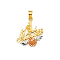 14K Yellow Gold Mom, Family, Baby & Heart Pendant - PT2390
