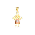 14K Yellow Gold Mom, Family, Baby & Heart Pendant - PT2397