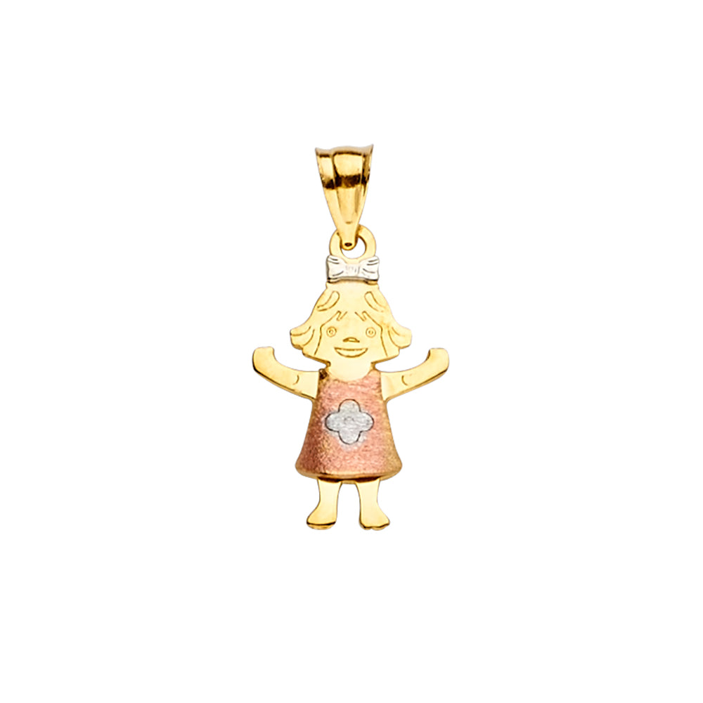 14K Yellow Gold Mom, Family, Baby & Heart Pendant - PT2397