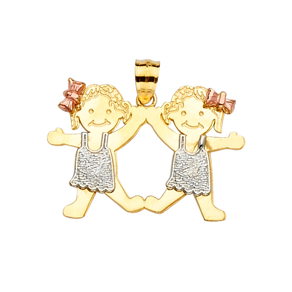 14K Yellow Gold Mom, Family, Baby & Heart Pendant - PT2405