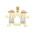 14K Yellow Gold Mom, Family, Baby & Heart Pendant - PT2406