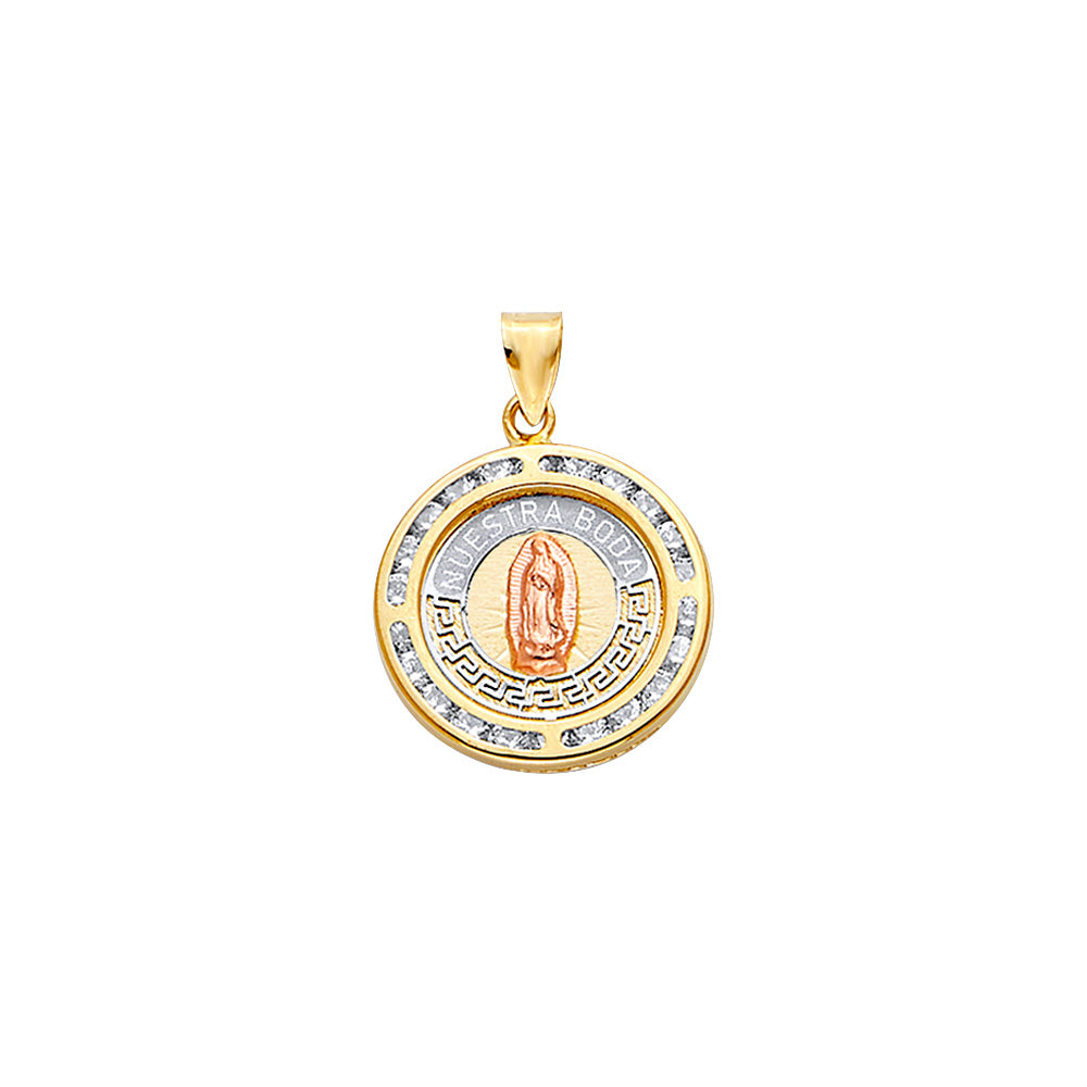 14K Yellow Gold Mom, Family, Baby & Heart Pendant - PT2521