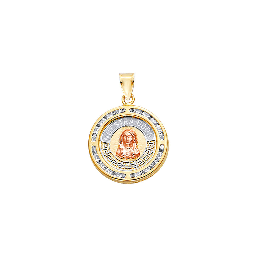 14K Yellow Gold Mom, Family, Baby & Heart Pendant - PT2522