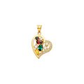 14K Yellow Gold Mom, Family, Baby & Heart Pendant - PT2540