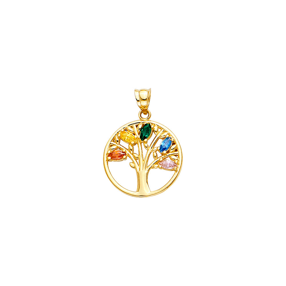 14K Yellow Gold Mom, Family, Baby & Heart Pendant - PT2541