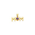 14K Yellow Gold Mom, Family, Baby & Heart Pendant - PT2543
