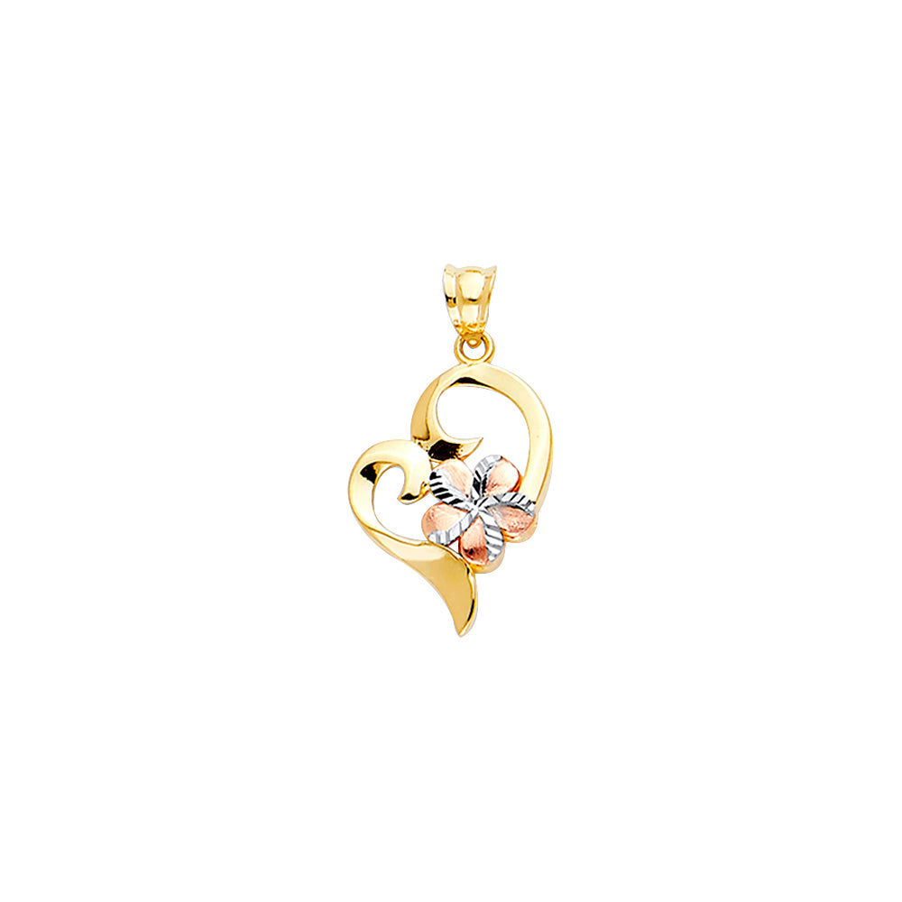 14K Yellow Gold Flower & 15 Años Pendant - PT2547