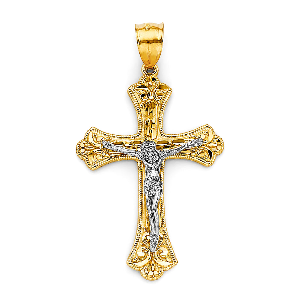 14K Yellow Gold Crucifix Cross Pendant - PT2593