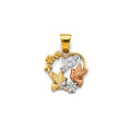 14K Yellow Gold Mom, Family, Baby & Heart Pendant - PT2644