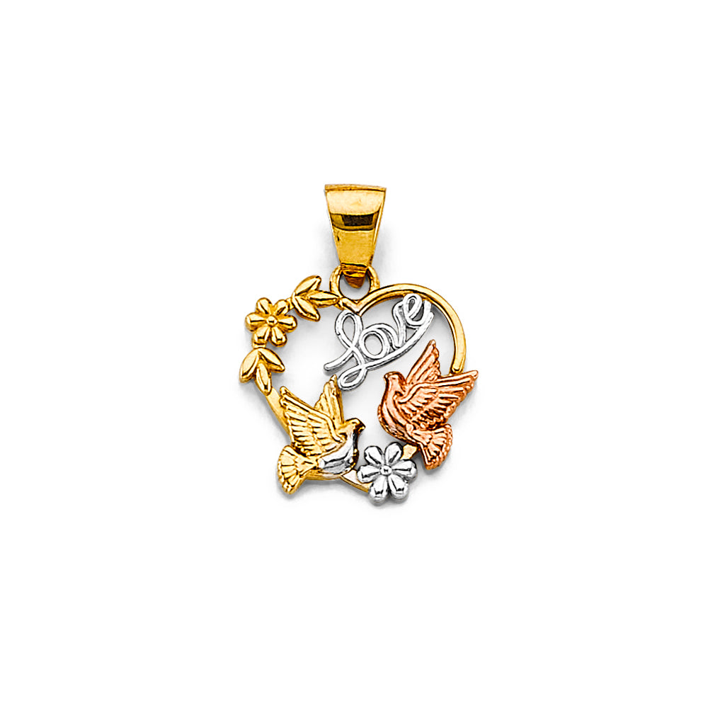 14K Yellow Gold Mom, Family, Baby & Heart Pendant - PT2644