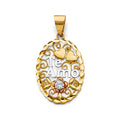 14K Yellow Gold Mom, Family, Baby & Heart Pendant - PT2646