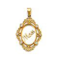 14K Yellow Gold Mom, Family, Baby & Heart Pendant - PT2694