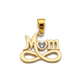 14K Yellow Gold Mom, Family, Baby & Heart Pendant - PT2695