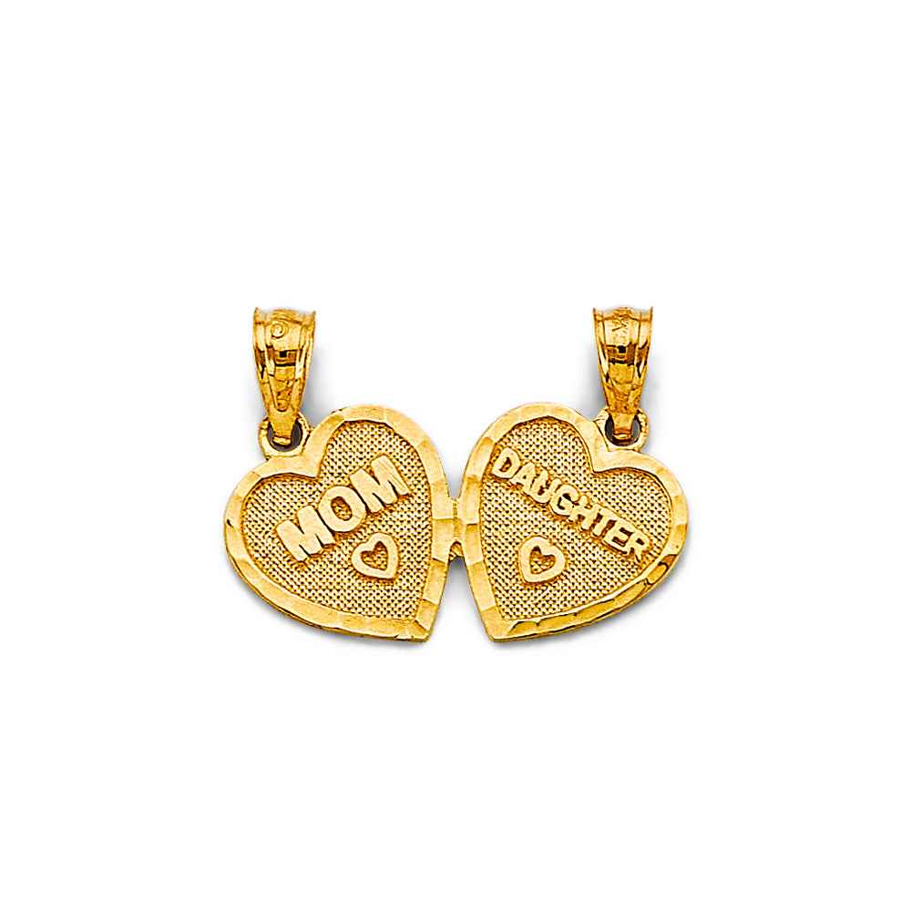 14K Yellow Gold Mom, Family, Baby & Heart Pendant - PT2698