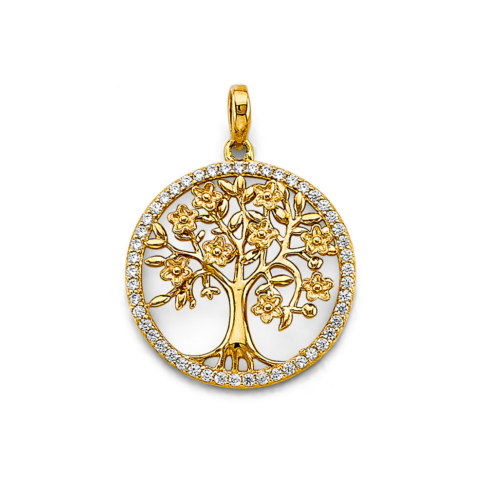 14K Yellow Gold Mom, Family, Baby & Heart Pendant - PT2704