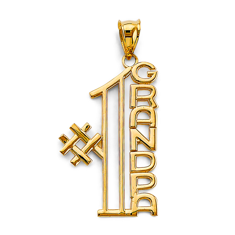 14K Yellow Gold Mom, Family, Baby & Heart Pendant - PT2706
