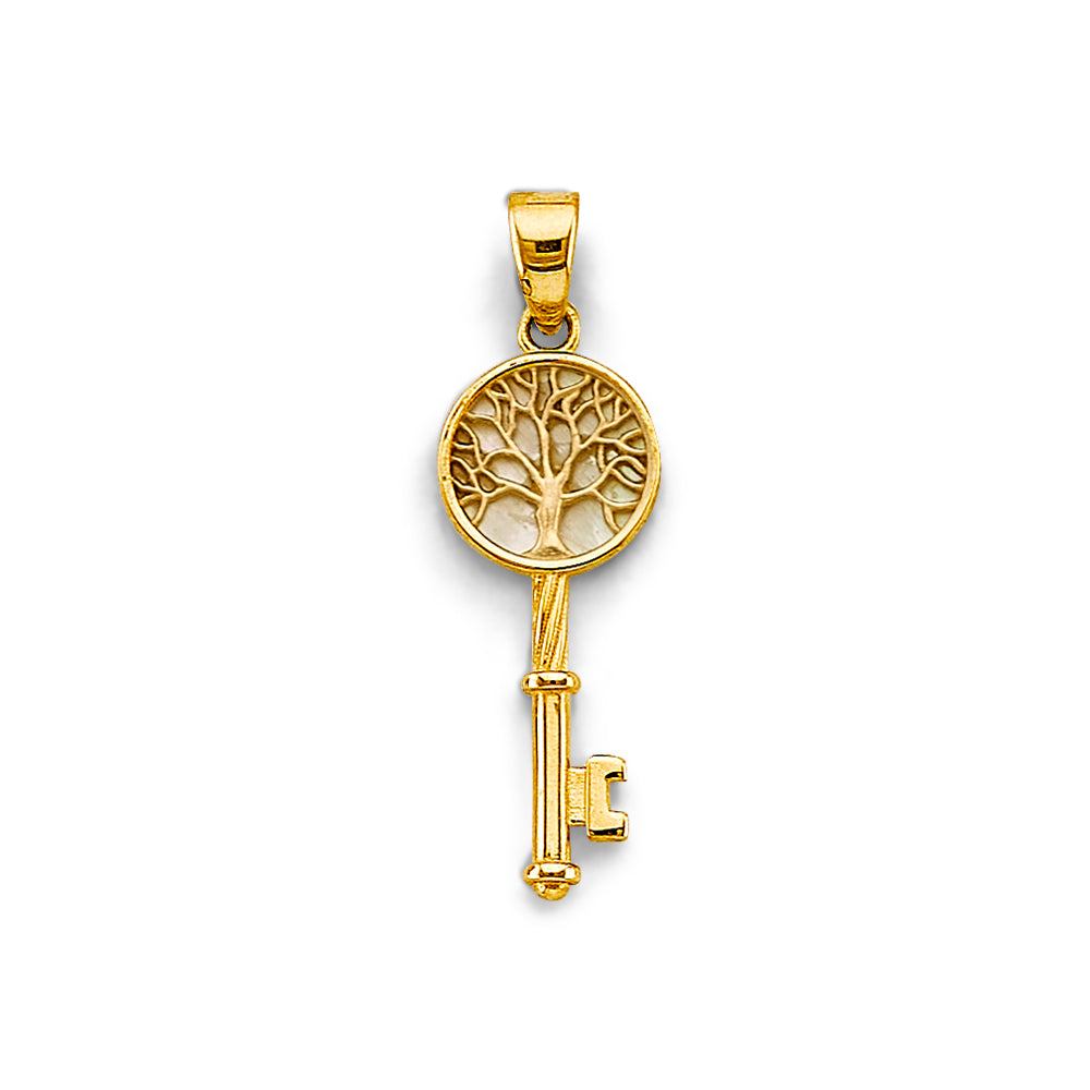 14K Yellow Gold Mom, Family, Baby & Heart Pendant - PT2708