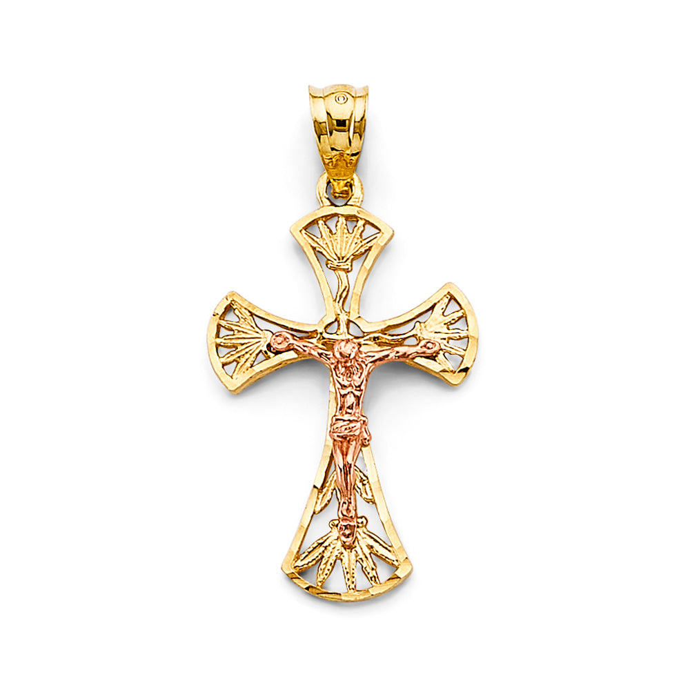 14K Yellow Gold Crucifix Cross Pendant - PT2709