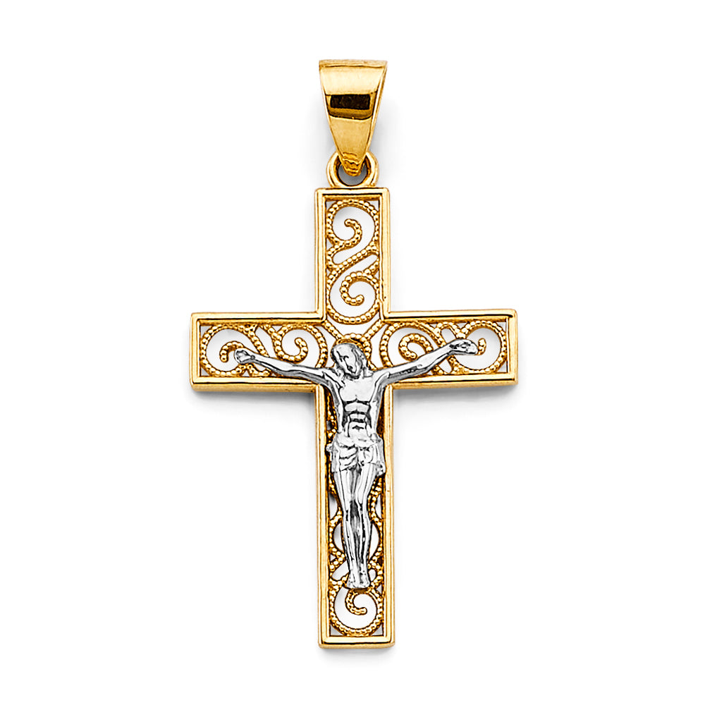 14K Yellow Gold Crucifix Cross Pendant - PT2710