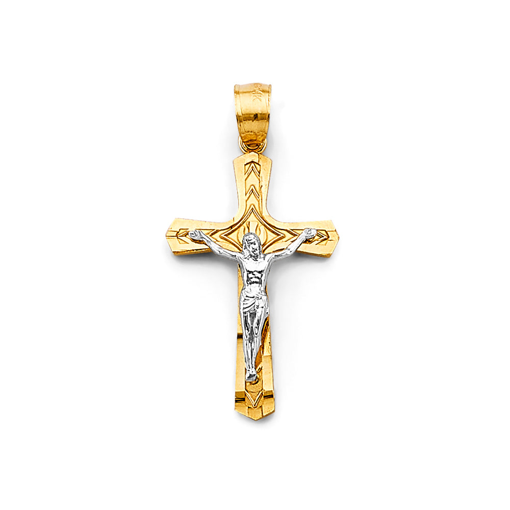 14K Yellow Gold Crucifix Cross Pendant - PT2713