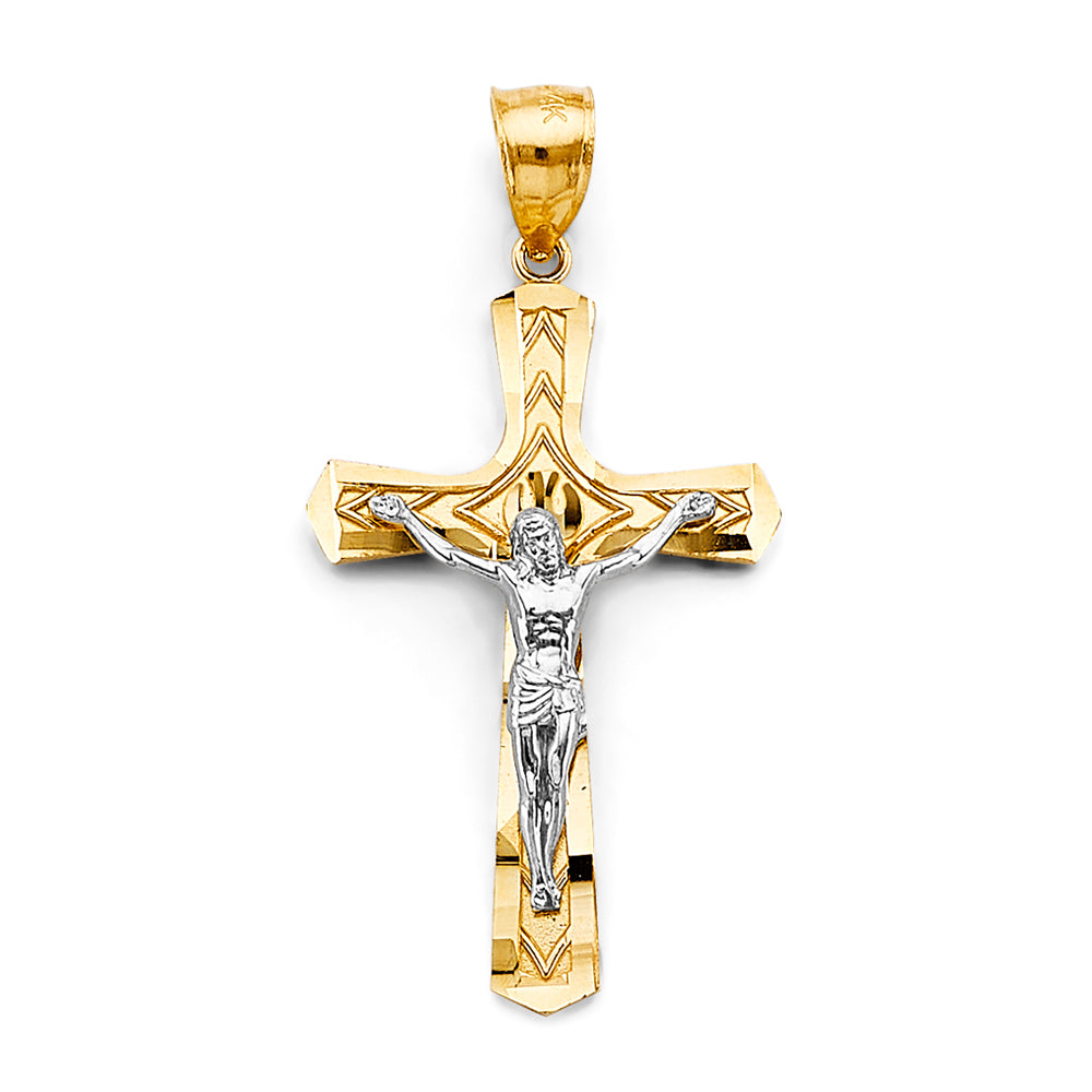 14K Yellow Gold Crucifix Cross Pendant - PT2714