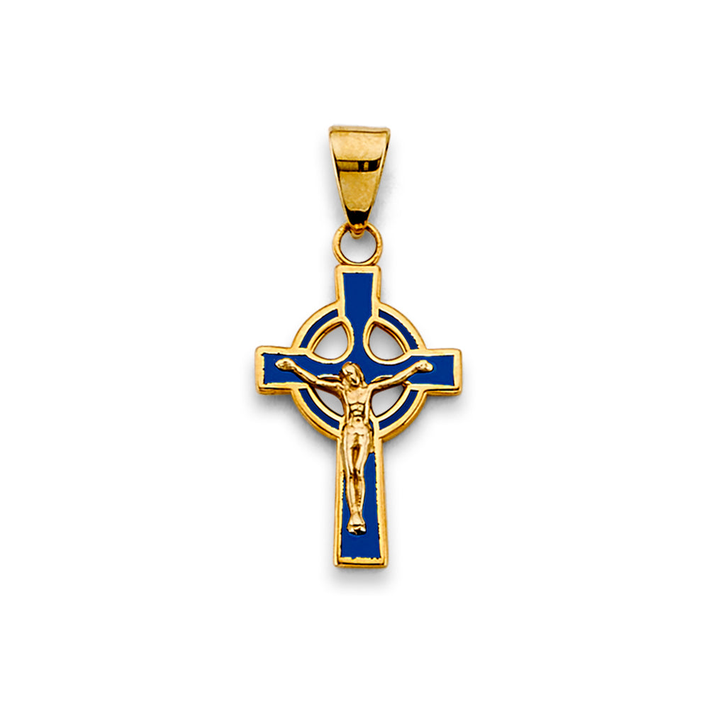 14K Yellow Gold Crucifix Cross Pendant - PT2716