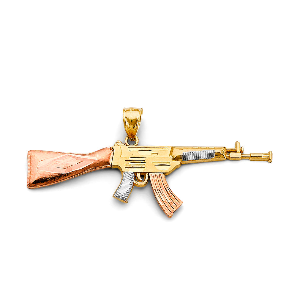 14K Yellow Gold Gun, Money & Animal Pendant - PT2744