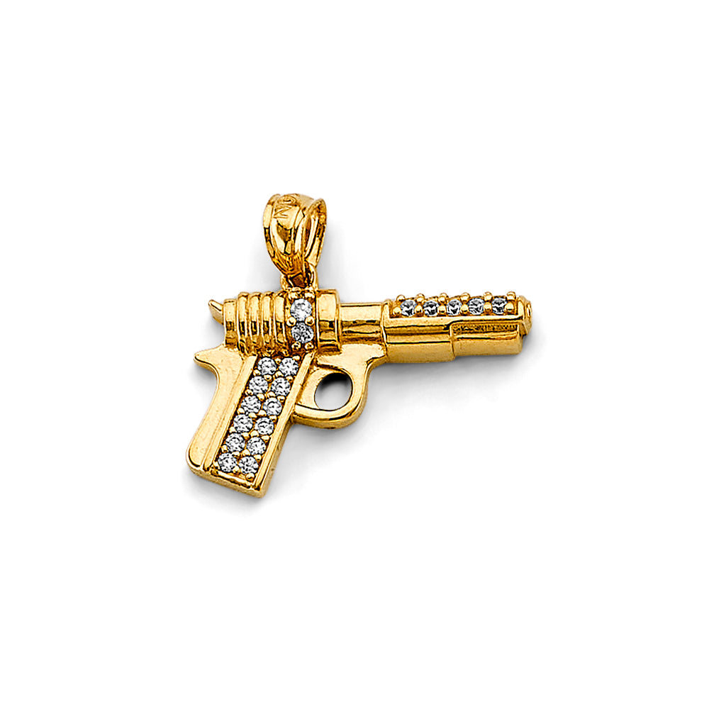 14K Yellow Gold Gun, Money & Animal Pendant - PT2748