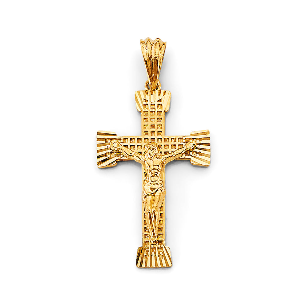 14K Yellow Gold Crucifix Cross Pendant - PT2921
