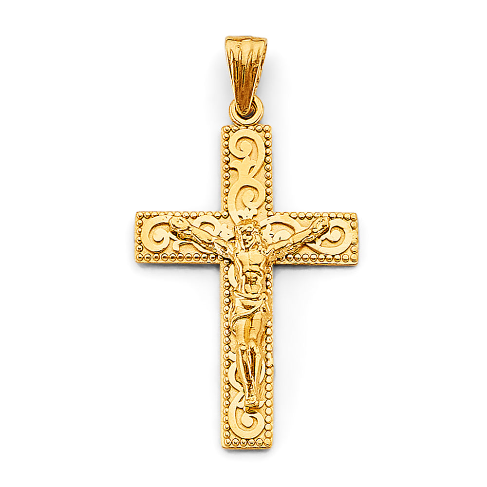 14K Yellow Gold Crucifix Cross Pendant - PT2922