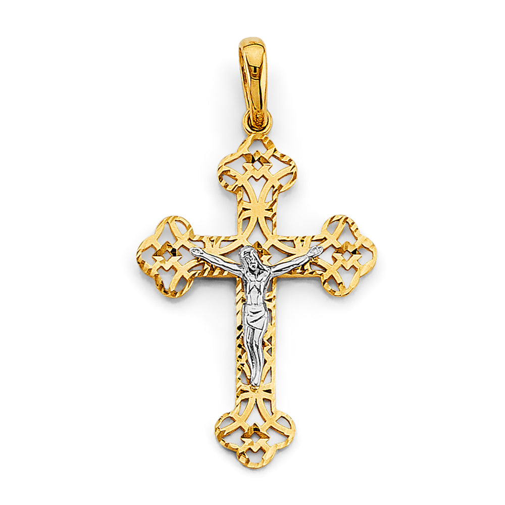 14K Yellow Gold Crucifix Cross Pendant - PT2924