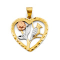 14K Yellow Gold Flower & 15 Años Pendant - PT2927