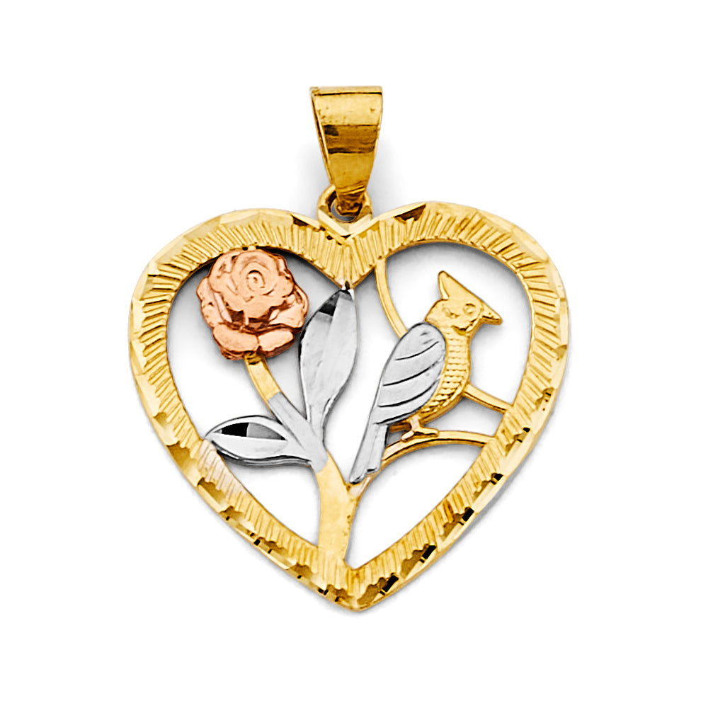 14K Yellow Gold Flower & 15 Años Pendant - PT2927