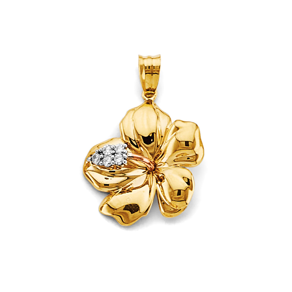 14K Yellow Gold Flower & 15 Años Pendant - PT2930