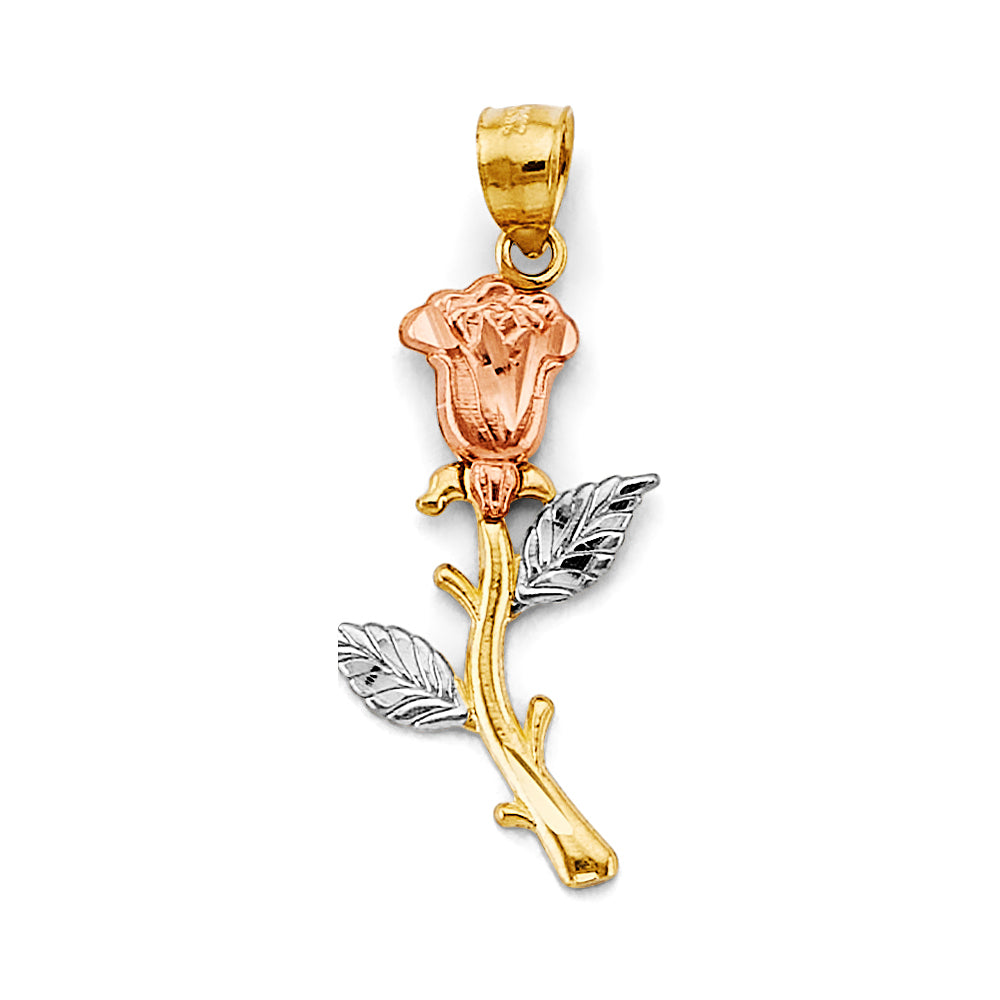 14K Yellow Gold Flower & 15 Años Pendant - PT2934