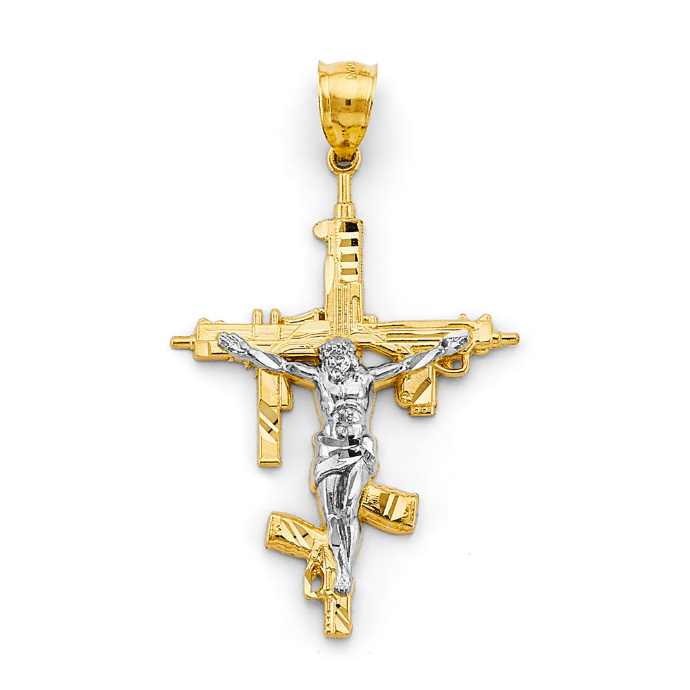 14K Yellow Gold Crucifix Cross Pendant - PT2944
