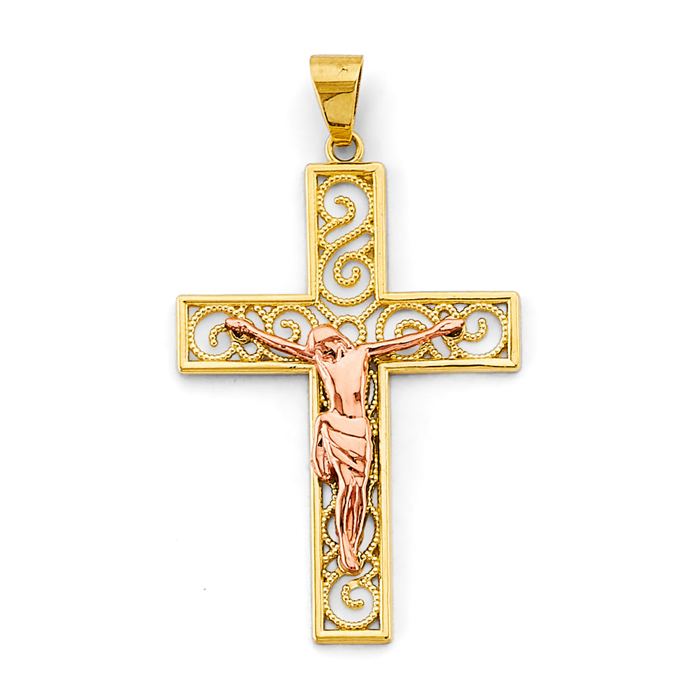 14K Yellow Gold Crucifix Cross Pendant - PT2947