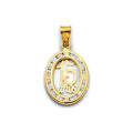 14K Yellow Gold Flower & 15 Años Pendant - PT2952